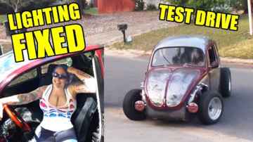 TEST DRIVE - Lights Finalized - VW Super Beetle Volksrod Project - 06