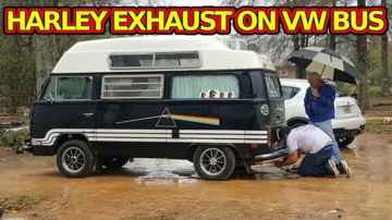 VW Bus with Harley Muffer